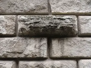 Rustic Stone Background Imprime: Massive limestone wall ? Structure texture background