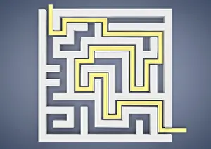 Success Symbol Picture Imprime: Maze, labyrinth with the solution