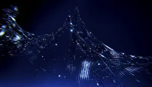 Digital Technology Illustration Imprime: A mesmerizing 3D illustration depicting a wave of binary code