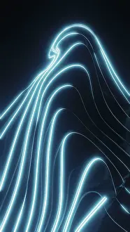 Dark Background Design Imprime: Mesmerizing neon lines create a dynamic abstract wave pattern