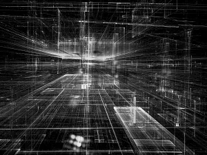 Contemporary Architectural Style Imprime: Modern technology background with light effects - abstract computer-generated image