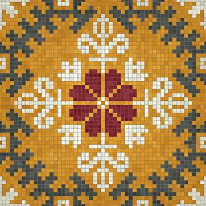 Modern Architectural Style Imprime: Mosaic tiles background, seamless vector pattern