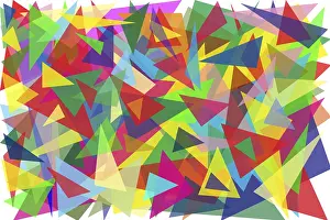 Deserted Colourful Scene Imprime: One hundred multi-colored triangles simple background