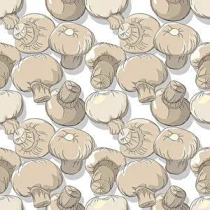 Editable Vector Template Imprime: Mushrooms repeating pattern, editable vector template