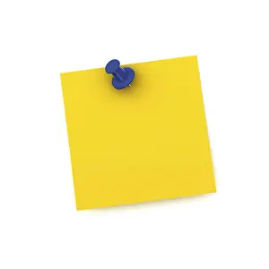 Computer Graphic Depiction Imprime: Note with a push pin, 3D rendering