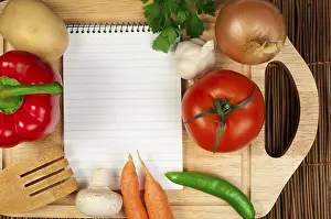 Vintage Recipe Notebook Imprime: Notebook to write recipes and vegetables around it
