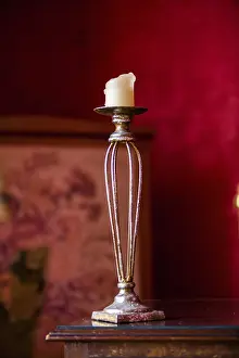 Plain Red Background Wallpaper Imprime: Old candlestick in front of red background