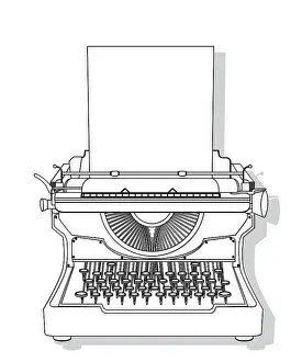 Plain Colored Background Graphic Imprime: Outlined typewriter vector design