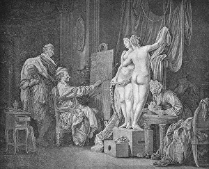 Copper Engraving Artist Imprime: The painter and his two models