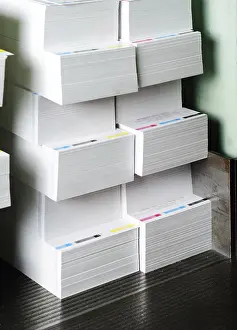 Deserted Print Shop Imprime: Paper stack prepared for side trimming
