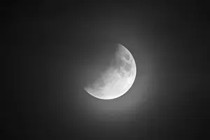 Baden Wurttemberg Cityscape Photography Imprime: Partial lunar eclipse on 16.07