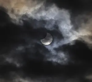 Central European Landmark Imprime: Partial solar eclipse, thin cloud cover