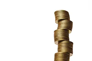 Close Up Studio Photography Imprime: Patterned stack of euro coins, stack of money