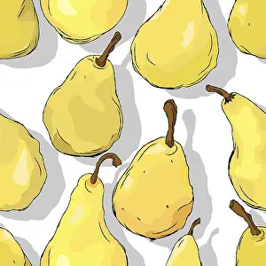 Deciduous Tree Art Imprime: Pears repeating pattern, editable vector template