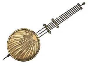 White Studio Background Imprime: Pendulum of the old clock against the white background