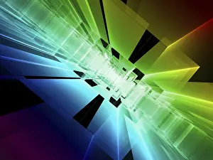 Technology Background Image Imprime: Perspective technology background with rainbow gradient