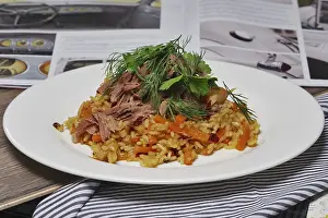 Arabic Cuisine Imprime: Pilaf with beef