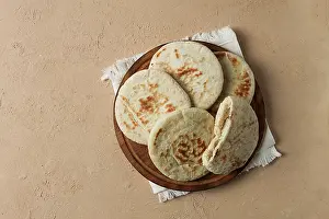 Meal Preparation Ingredients Imprime: Pita bread, stack, on the table, no people