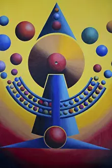 Gerhard Kraus Painting Imprime: Planet clock throwing planets into their orbits