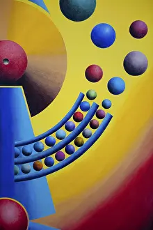 German Painter Artwork Imprime: Planet clock throwing planets into their orbits
