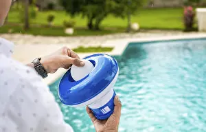 Hand Hygiene Imprime: Pool float and chlorine tablets for pool maintenance