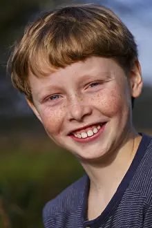 Caucasion Ethnicity Head Shot Imprime: Portrait of boy, Wandersleben, Thuringia, Germany