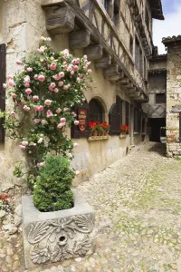 Abandoned European Fortresses Imprime: Cobblestone street, medieval walled town of Perouges