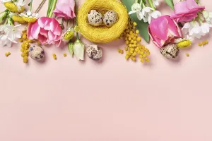 Easter Composition Imprime: Easter creative composition. Spring flowers