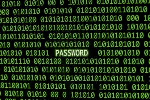 Secure Data Protection Imprime: Front view password with binary code