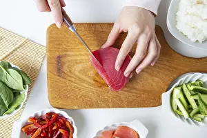 Sushi Preparation Imprime: In the process of making sushi