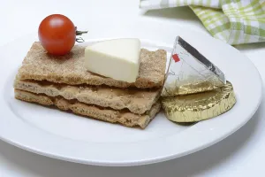 No People Grocery Shopping Imprime: Processed cheese on crispbread, opened and packed