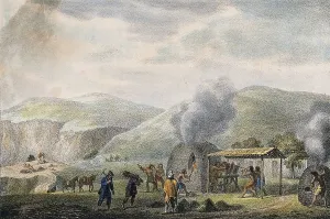 Industrial Plant Illustration Imprime: The processing of copper, copper mine