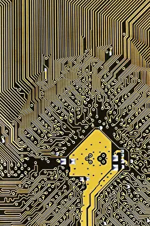 Computer Motherboard Imprime: Processor mainboard circuit board background close up