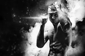 Professional Boxer Imprime: Professional boxer posing in the studio