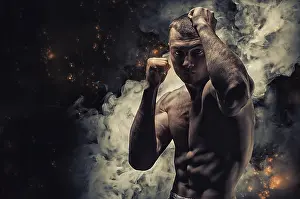 Professional Boxer Imprime: Professional boxer posing in the studio
