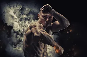Professional Boxer Imprime: Professional boxer posing in the studio