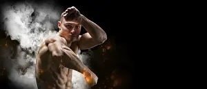 Professional Boxer Imprime: Professional boxer posing in the studio