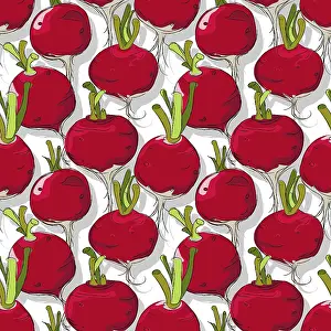 Editable Vector Template Imprime: Radishes repeating pattern, editable vector template