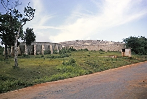 Deserted Water Reservoirs Imprime: A rain catcher structure in the landscape near Mandeville, Jamaica, 1970, Central America