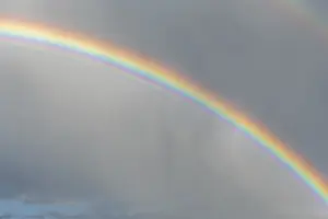 Bas Rhin Deserted Landscape Imprime: Rainbow appears in rain clouds in spring