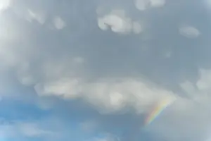 Bas Rhin Deserted Landscape Imprime: Rainbow appears in rain clouds in spring