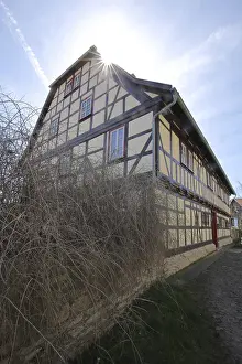 Timber Framed Houses Germany Imprime: Rectory of St. Stephen in backlight