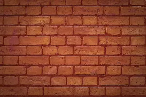 Deserted Red Brick Wall Imprime: Red brick wall landscape background pattern