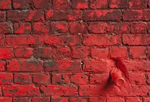 Red Brick Wall Background Image Imprime: Red bricks pattern background of a wall