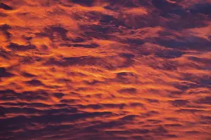 Atmospheric Cloud Formations Imprime: Reddish orange cloud structures, dawn