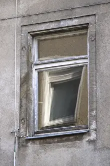 Construction Work In Europe Imprime: Reflection of a window in a window