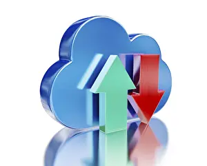Cloud Computing Concept Imprime: Remote database cloud computing technology storage upload download concept