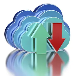 Digital Data Backup Imprime: Remote database cloud computing technology storage upload download concept