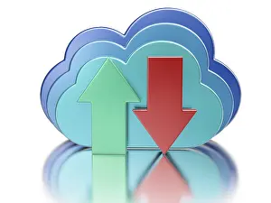 Cloud Computing Concept Imprime: Remote database cloud computing technology storage upload download concept