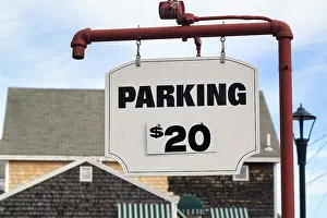 Deserted Parking Lot Imprime: Replaceable parking fee sign, $20